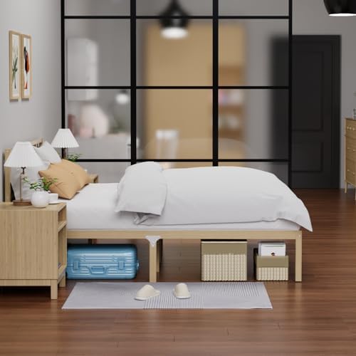 Bamboo Bed Frame with Headframe 12-Inch Solid Platform Bed with Wooden Slats - Image 4