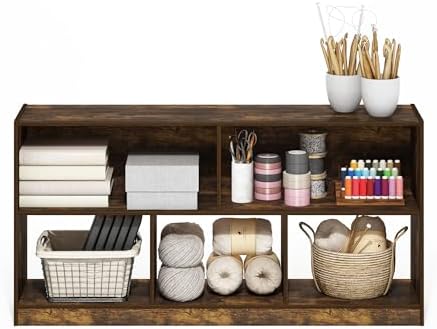 Furinno DALY Book Shelf, 5-Cube Bookshelf, Horizontal Cube Storage Organizer - Image 4