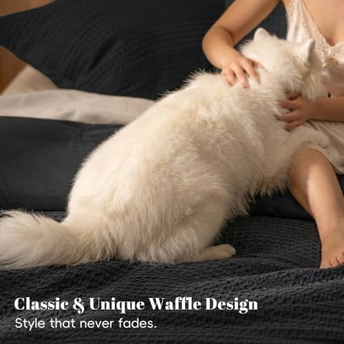PHF Soft Waffle Comforter Set Queen Size- Comfy Breathable Waffle Weave - Image 5