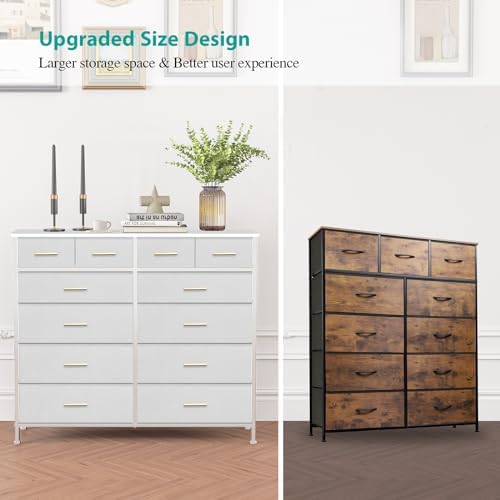VASICAR Chest of Drawers for Bedroom 12 Deep Drawers Tall Fabric Dresser - Image 6