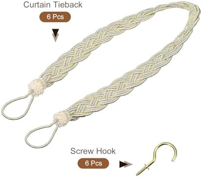 uxcell 6Pcs Curtain Tiebacks, 58cm/23 Braided Drapery Holdback Holder - Image 3