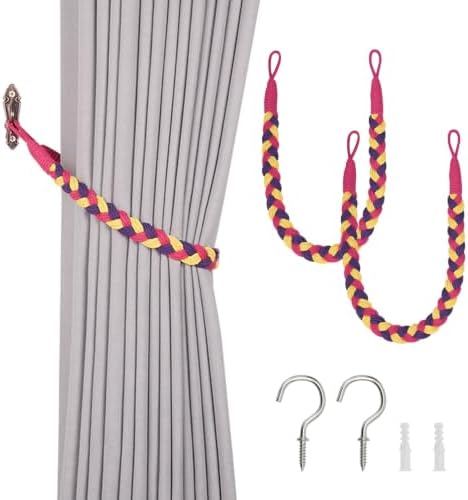 NICEEC 2 Pack Natural Cotton Rope Curtain Tiebacks Elegant Boho Style by NICEEC