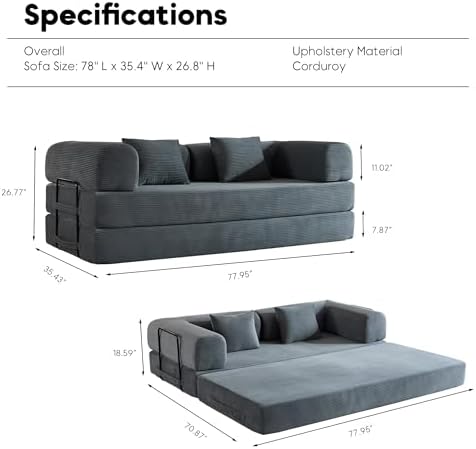 78" Convertible Floor Sofa Bed, Boneless Couches - Image 2
