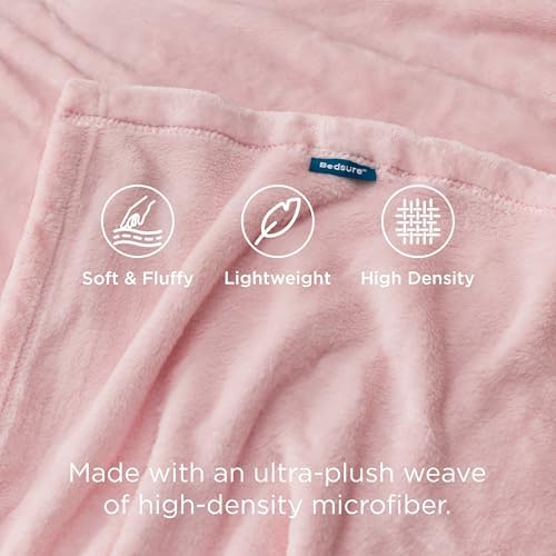 Bedsure GentleSoft Fleece Blanket Twin Size Pink - Image 3