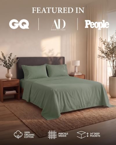 LANE LINEN Full Sheets Set 100% Organic Cotton 4pc Percale - Image 2