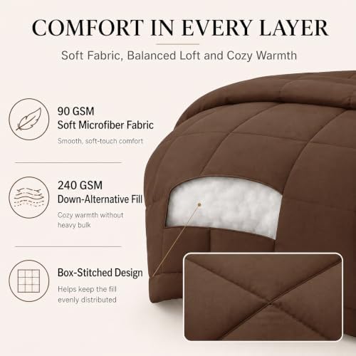 CozyLux Twin XL Comforter Set Brown - Image 3