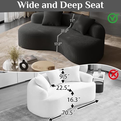 79" Curved Chenille Loveseat, Deep Seat Cloud Couch - Image 4
