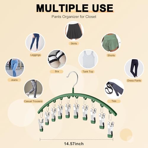 Legging Organizer for Closet, Metal Yoga Pants Hangers 2 Pack w/10 Clips Holds - Image 5