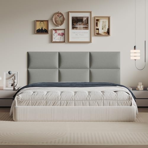 Classic Gray Linen-Upholstered Headboard 24x12 Inch 12-Panel Set by MAQQL