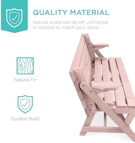 Best Choice Products 2-in-1 Transforming Interchangeable Outdoor Wooden Picnic - Image 3