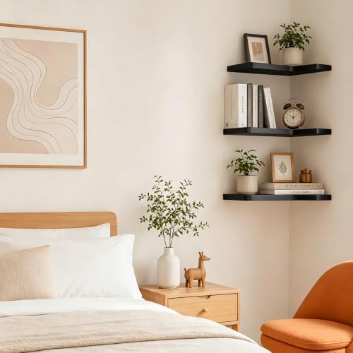 Floating Corner Shelves Solid Pinewood Wall Mounted Shelf - Image 7