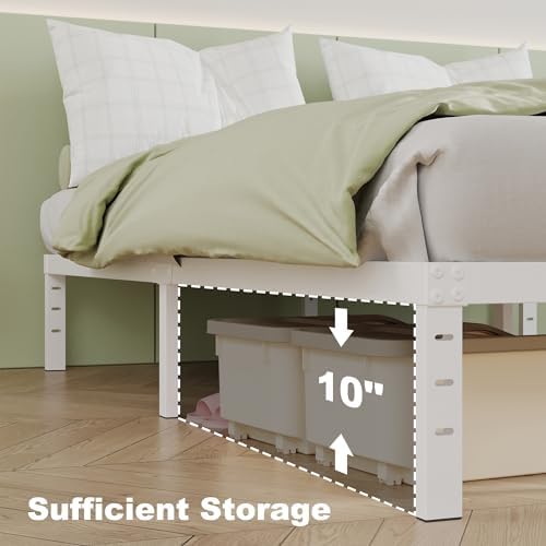 Cieemine 12 Inch White Full Size Bed Frame, Heavy Duty Bed Frame Full Size - Image 5