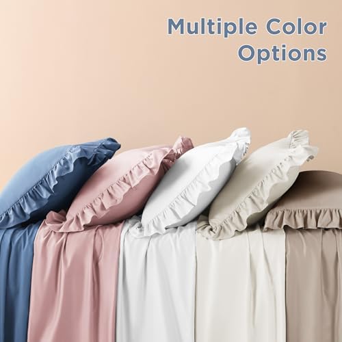 Litanika Queen Comforter Set, 3 Pieces Ocean Blue Ruffle Bedding Set - Image 7