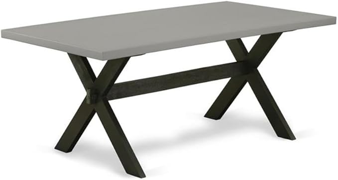 East West Furniture X697EL121-9 9 Piece Dining Room Furniture Set Includes a Rectangle Dining Table with X-Legs and 8 Blue Linen Fabric Upholstered Chairs, 40x72 Inch, Multi-Color