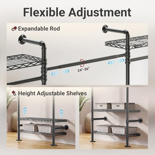 L4 L Shape Garment Rack Heavy Duty Clothes Racks - Image 5