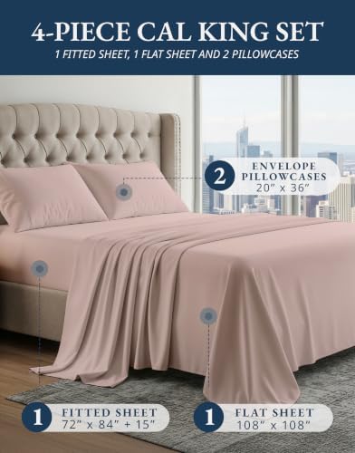 LANE LINEN California King Sheet Sets Sateen Weave - Image 2