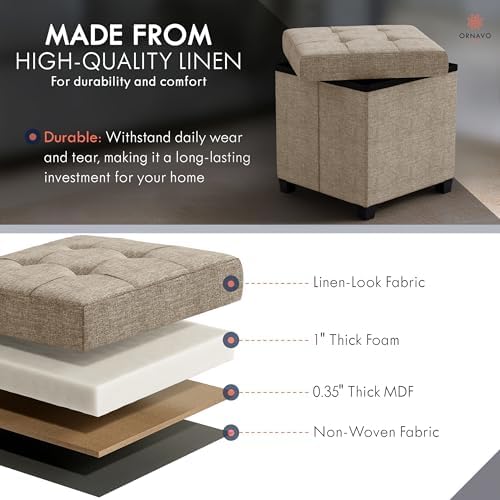 Ornavo Home Square Cube Storage Ottoman - Image 4