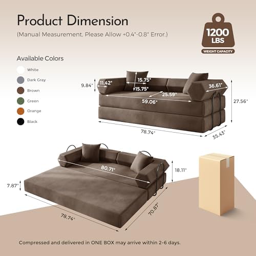 79" Convertible Sofa Bed, Boneless Couch - Image 2