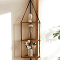 Artilady Corner Shelf Macrame Wall Hanging, 3 Tier Black Boho Storage Decor by Artilady