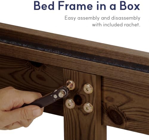 King Bed Frame Signature Solid Pine Wood Platform, Noise Free, Under Bed Storage - Image 6