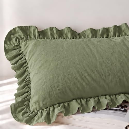 Shabby Chic Olive Green Body Pillow Cover - Image 4