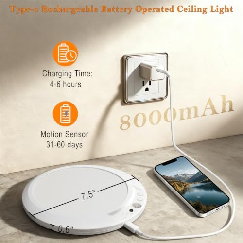 Motion Sensor Ceiling Light Battery Operated - Image 2