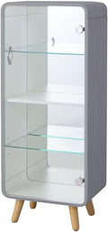 PaletteLife Figurine-Case 4 Tiers Collection-Case Mirror-Backboard Woodgrain Gray BLT-612GY