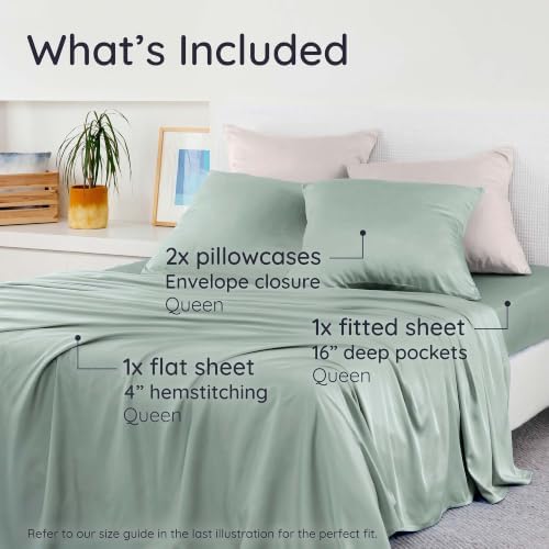 Bambaw 100% Viscose Derived from Bamboo Sheets Queen Size Deep Pocket Set – - Image 2
