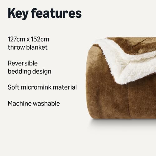 Amazon Basics Reversible Sherpa Throw Blanket, Soft Flannel and Plush - Image 2