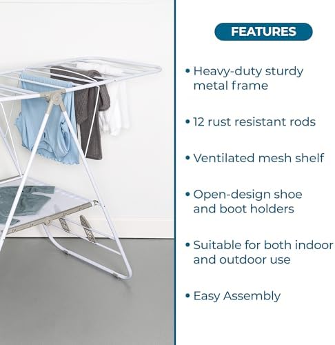 Honey-Can-Do Heavy-Duty Gullwing Clothes Drying Rack, 46 Ft - Image 4