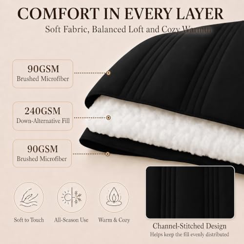 CozyLux Super King Comforter Set Black - Image 3