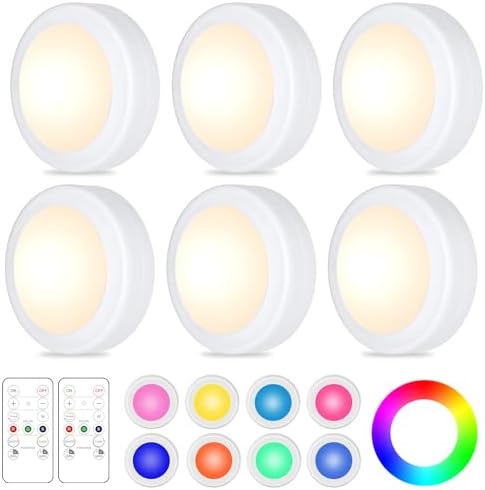 Yiliaw 6 Pack LED Puck Lights Remote Control 16 Color Changeable Under Cabinet by Yiliaw