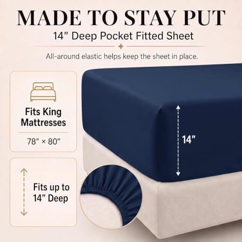 CozyLux Oversized King Comforter Set Navy, 7 Pieces Bed in a Bag - Image 5