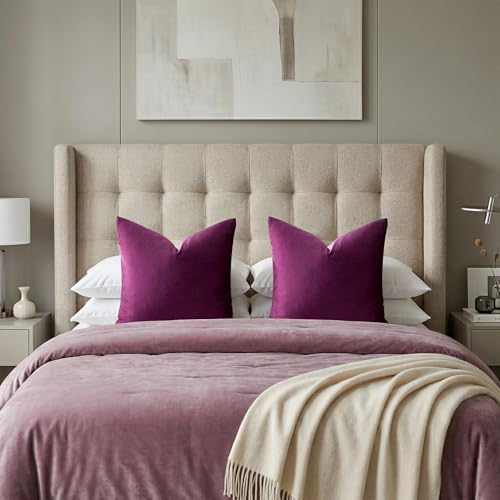 GIGIZAZA Velvet Pillow Covers 20x20 Decorative Pillows Pack of 2 Purple - Image 7