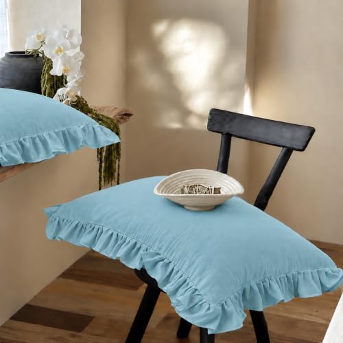 Dusty Blue Body Pillow Cover 20x54inches Long Pillowcase Ruffled Fringe Decor - Image 6