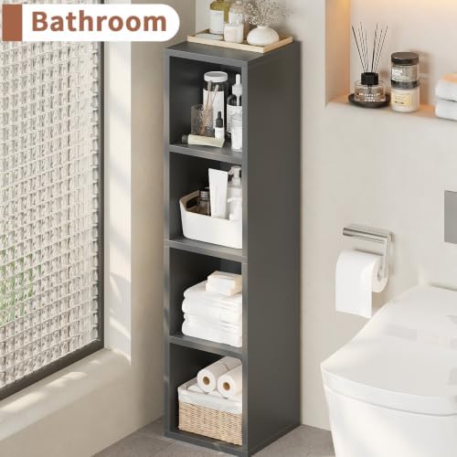 Zenira 4-Tier Bookcase, 4 Cube Storage Organizer, Narrow Bookcase - Image 7