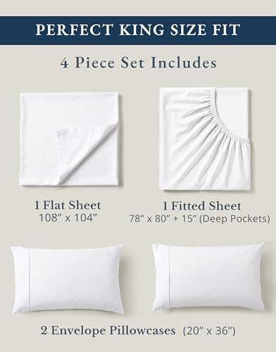 100% Organic Cotton King Size Sheets Set 4pc Percale Cooling Soft - Image 4