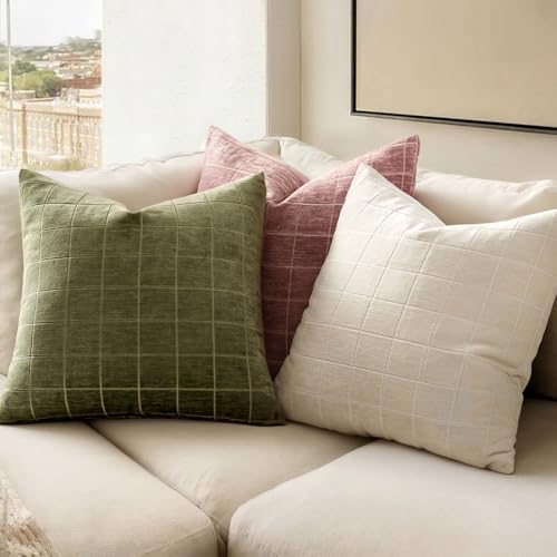 MIULEE Christmas Olive Green Plaid Decorative Throw Pillow Covers - Image 3