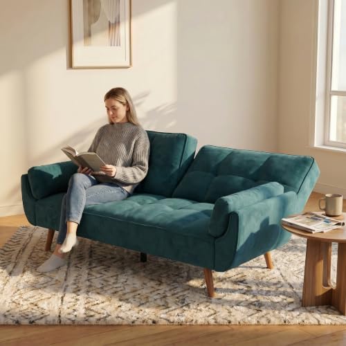 Convertible Velvet Futon Couch Bed - Image 5