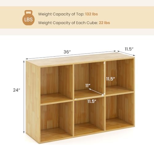 GIANTEX 6-Cube Bookcase, 3-Tier Cubby Bookshelf - Image 3