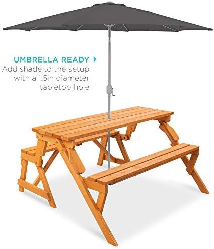 Best Choice Products 2-in-1 Transforming Interchangeable Outdoor Wooden Picnic - Image 5