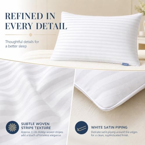 CozyLux King Size Pillows Set of 4, Hotel Style Woven Stripe Bed Pillow - Image 3