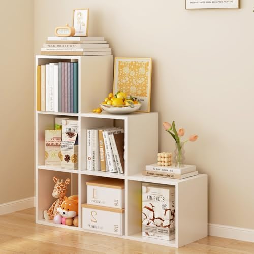 OSCHF Ladder Cube Storage Bookcase, 6-Cube Corner Shelf by OSCHF