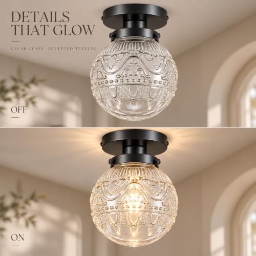 Semi Flush Mount Ceiling Light Fixtures, Vintage Globe Glass Ceiling Light - Image 5