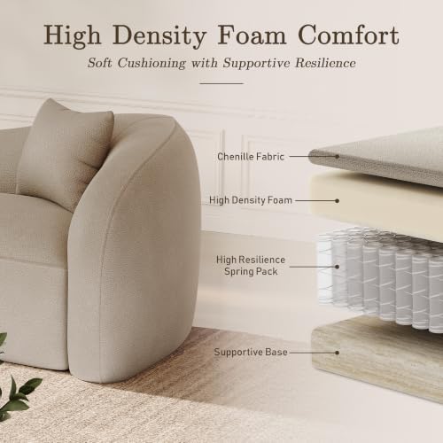 90.8" Curved Sofa, Modern Chenille Cloud Couch, Deep Wide Seat - Image 6