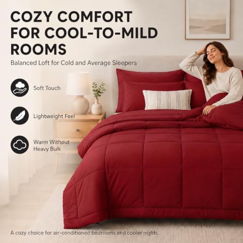 CozyLux Full Size Comforter Sets Dark Red - Image 4