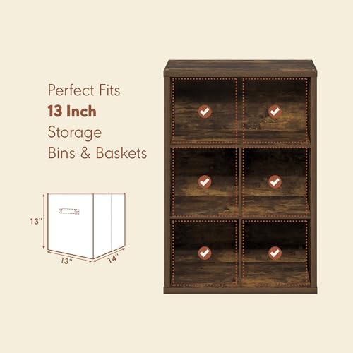 Furinno Cubicle Record Player Stand, 5-Cube Record Storage, Amber Pine - Image 5