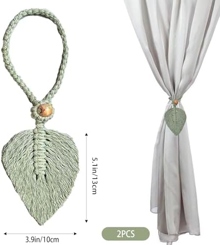 2-Pack Bohemian Cotton Leaf Curtain Tiebacks - Image 2