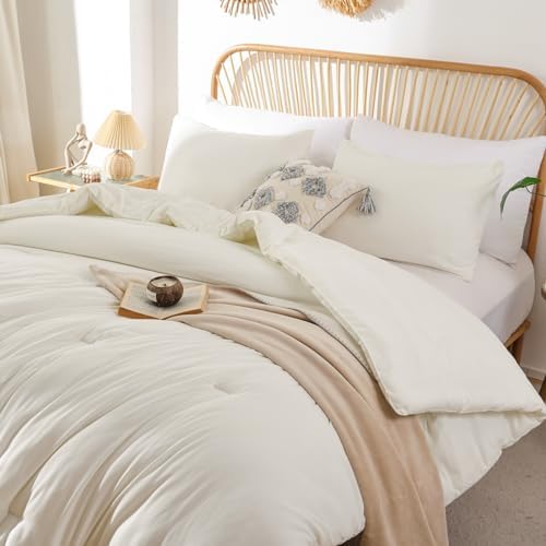 ROSGONIA Queen Comforter Set Ivory - Image 6