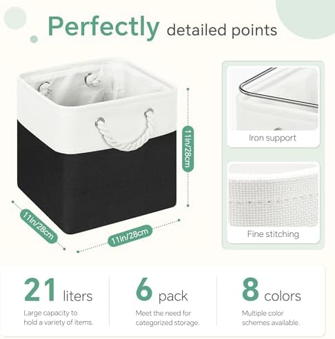 11 inch Cube Storage Bin with Handles 6 Pack - Image 4